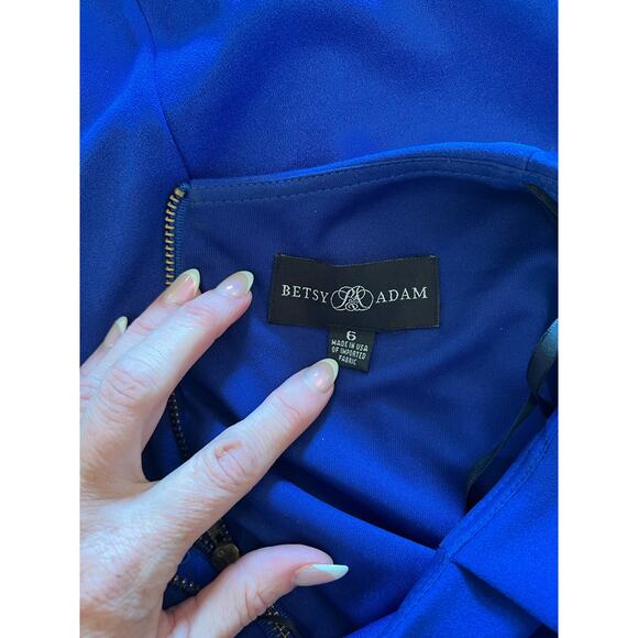 Betsy & Adam Women's Royal Blue Bell Sleeve Cocktail Party Sheath Dress Size 6 - Picture 3 of 7